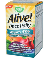 Alive! Een Per Dag Multivitamine, Mannen 50+, Hoge Dosering (60 Tabletten)   Nature's Way