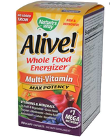 Alive! Whole Food Energizer Multivitamine Zonder Toegevoegd Ijzer   Nature's Way (90 Vcaps)
