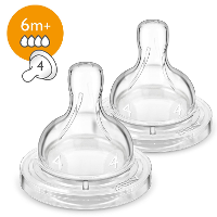 Avent Speen Silicone Snel 4 Gaatjes 6m+ (2st)