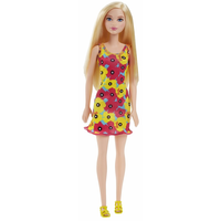 Barbie Pop Met Rode En Gele Bloemen Jurk