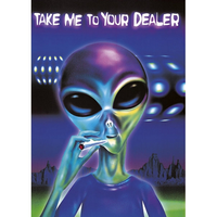 Grappige Poster Alien Met Joint