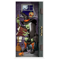Halloween   Halloween Deurposter Heks Op Toilet