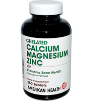 Chelated Calcium Magnesium Zinc (250 Tablets)   American Health