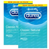 Durex Classic Natural Condooms Duo 2x20 Stuks