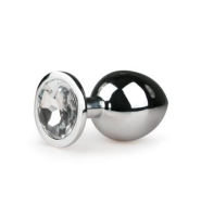 Easytoys Anal Collection Metalen Buttplug Met Transparante Diamant   Zilverkleurig (1st)
