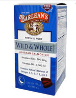 Hele & Wilde Alaska Zalm Olie, 800 Mg (180 Softgels)   Barlean's
