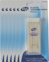 Idyl Huismerk Tandenstokers Plastic Met Borsteltje Voordeelverpakking 6x60 Sto