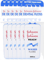 Johnson And Johnson Flosdraad Dental Reach Floss Waxed Jd502 Voordeelverpakking 6x200mtr