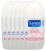 Sanex Deodorant Deoroller Zero No Parfum Voordeelverpakking 6x50ml