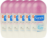 Sanex Deodorant Deoroller Dermo Invisible Voordeelverpakking 6x50ml