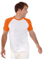 T Shirt Wit Met Oranje Mouwen Heren