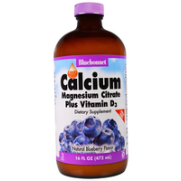 Liquid Calcium Magnesium Citrate Plus Vitamin D3   Natural Blueberry Flavor (472 Ml)   Bluebonnet Nutrition
