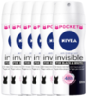 Nivea Invisible For Black & White Clear Pocket Voordeelverpakking 6x100ml