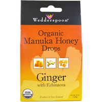 Organic Manuka Honey Drops Ginger With Echinacea (120 Gram)   Wedderspoon Organic