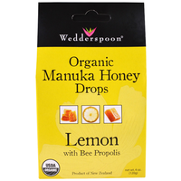 Organic Manuka Honey Drops Lemon With Bee Propolis (120 Gram)   Wedderspoon Organic