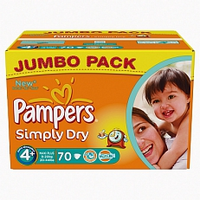 Pampers Pampers Simply Dry Maxi+ Jumbo Maat 4+ 70st