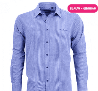 Pierre Cardin Overhemd   Blauw Gingham   Maat S   Xxl