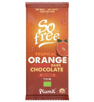 So Free Chocolade Reep Puur Met Sinaasappel 60% Dun Bio (80g)