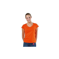 Basic Dames T Shirt V Hals Bodyfit Oranje