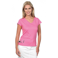 Basic Dames T Shirt V Hals Bodyfit Roze