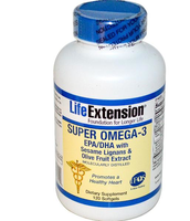 Super Omega 3 Epa/dha Met Sesam Lignans & Olijffruit Extract (120 Gelcapsules)   Life Extension