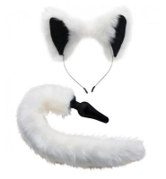 Tailz White Fox Buttplug & Haarband Set (1st)