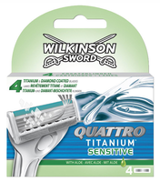 Wilkinson Sword Quattro Titanium Sensitive Scheermesjes   8 Stuks